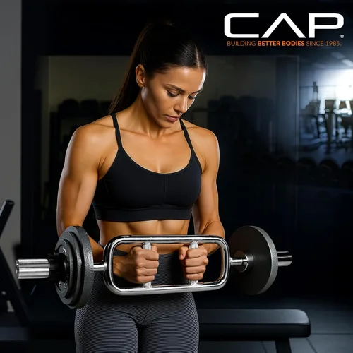 Miniatura 6 de CAP Barbell Barra olímpica para tríceps de 34 pulgadas, cromada (OBIS-34S)
