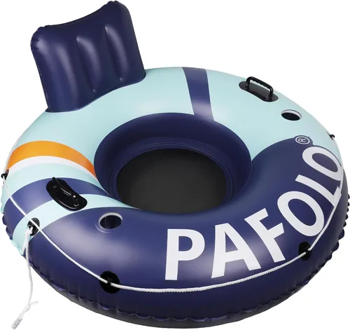 Flotador inflable de tubo de río, flotador de piscina para adultos, tubos de río para flotar resistente con parte inferior de malla, respaldo cómodo