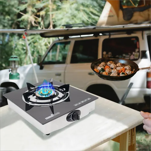 Miniatura 6 de Cocina de gas propano de 1 quemador, estufa de gas LPG portátil para camping, regulador de encimera de vidrio templado de encendido automático