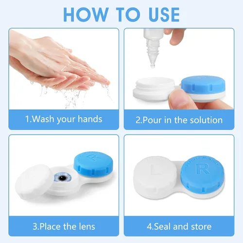 Miniatura 7 de Paquete de 12 fundas coloridas para lentes de contacto, caja de almacenamiento a granel con 12 colores, a prueba de fugas y duradera, kit