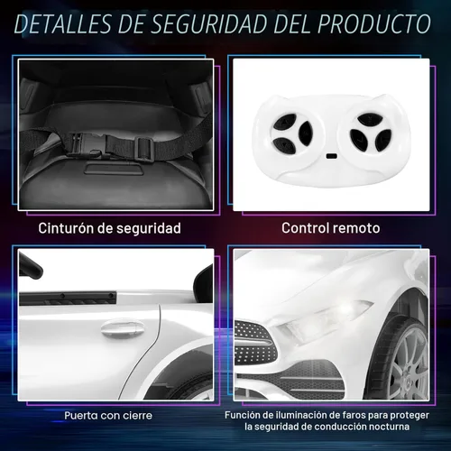 Miniatura 4 de Auto de paseo para niños de 12 V con control remoto de 2.4 G, automóvil eléctrico alimentado por batería, puertas dobles, cinturón de seguridad, luz