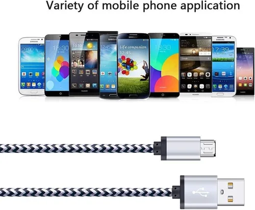 Miniatura 6 de Cable de carga micro USB, paquete de 5 cables micro USB de 6 pies, cable trenzado de carga rápida para Samsung Galaxy J3 J7 S6 S7 Edge, tableta, LG