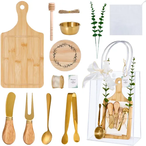 Premios de baby shower para ganadores del juego, tablero de queso, juego de utensilios de cocina de acero inoxidable, toalla de agradecimiento,