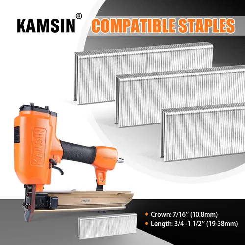 Miniatura 4 de 21N838 Grapadora neumática de construcción de alambre pesado, calibre 16, corona de 7/16 pulgadas, grapas de 3/4-1 1/2 pulgadas de longitud