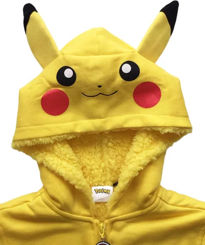 Miniatura 3 de Pokemon Sudadera con capucha de vellón Sherpa para niños de Pikachu, Amarillo