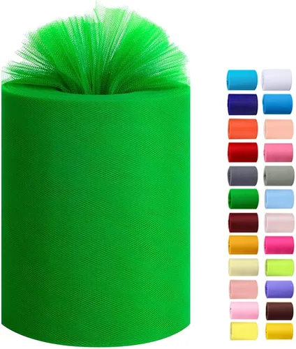 Miniatura 22 de Rollos de tul de 6 pulgadas por 100 yardas (300 pies) de tela de carrete de tul para bricolaje, faldas tutú, bodas, baby shower, manualidades