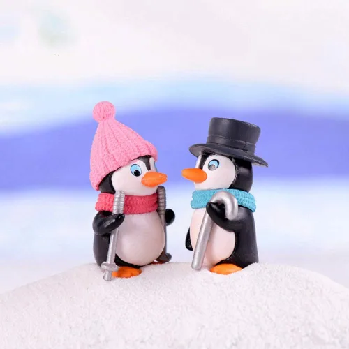 Miniatura 3 de Figuras de pingüino lindas, juego de 4 figuras de pingüino, decoración de pastel y decoración de jardín de hadas