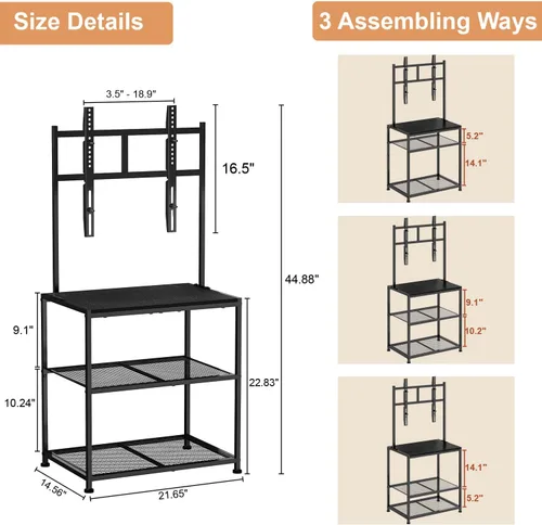 Miniatura 6 de Soporte de TV de esquina pequeño de piso de 23 a 50 pulgadas con estantes de almacenamiento para sala de estar y dormitorio, soportes de televisión