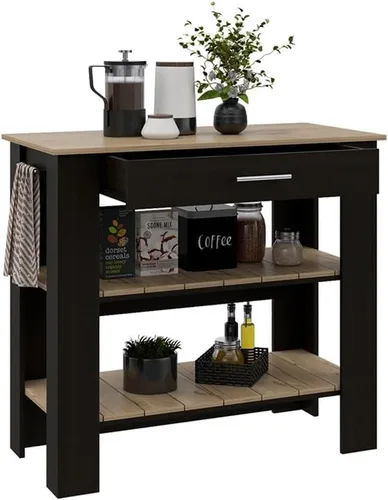 Miniatura 10 de TUHOME - Isla de cocina Cala, 40 islas de cocina de madera de ingeniería, multicolor