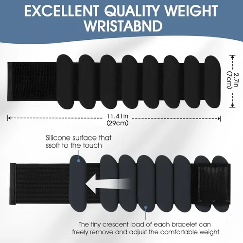 Miniatura 2 de Pesas de muñeca, 2 pesas de tobillo para muñeca para mujeres y hombres, pulseras de silicona ajustables adecuadas para caminar, yoga y gimnasio