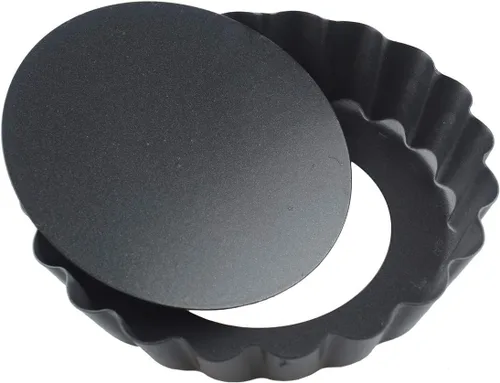 Miniatura 4 de Laxinis World Sartenes Quiche de 4 pulgadas con fondo extraíble, antiadherentes, lados estriados, mini sartenes para tartas, forma redonda, juego