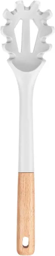Miniatura 13 de Tenedor de silicona para pasta, servidor de cuchara de fideos resistente al calor, colador de espagueti sin BPA, 12.8 pulgadas (caqui)
