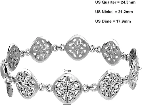 Miniatura 3 de US Jewels And Gems Pulsera de plata de ley 925 celta de cuatro puntos cuaternario nudos