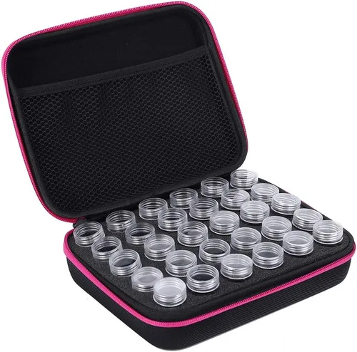 Miniatura 11 de AUNMAS Estuche de almacenamiento de pintura de diamante, contenedor a prueba de golpes de 30 rejillas, organizador de cuentas portátil para joyas