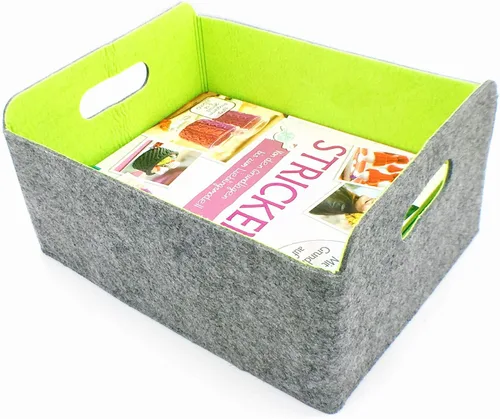 Miniatura 23 de Welaxy Cestas de almacenamiento plegables de fieltro, cubos de almacenamiento para estantes, caja de fieltro para niños, juguetes, revistas, libros