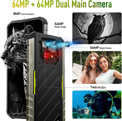 Miniatura 3 de Ulefone Armor 22 Smartphone resistente desbloqueado, 64 MP + 64 MP, Helio G96 16 GB RAM 128 GB ROM, pantalla de 6.58 pulgadas FHD+ 120Hz, batería