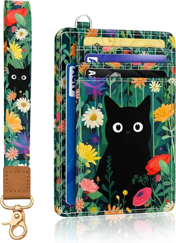 Miniatura 35 de Yonlevres Cartera delgada para tarjetas de crédito, cartera RFID para mujer, bolsillo frontal, soporte para tarjetas pequeñas, estuche para tarjetas
