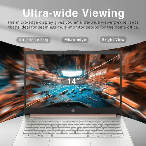 Miniatura 5 de HP Nuevo portátil delgado HD de 14 pulgadas, procesador Intel Celeron de cuatro núcleos, 4 GB de RAM, 128 GB (64 GB eMMC+ tarjeta de 64 GB), Wi-Fi