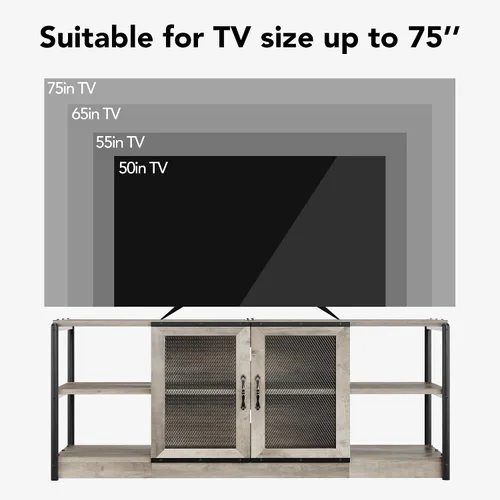 Miniatura 8 de IDEALHOUSE - Soporte para TV de estilo granja para televisores de 65/75 pulgadas, centro de entretenimiento con gabinete de almacenamiento, consola