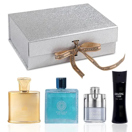 Miniatura 15 de A CENTER Set de regalo de colonia para hombre, 4 x 3.4 onzas líquidas, perfume de lujo con caja de presentación premium, regalo perfecto para el día
