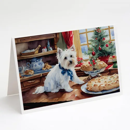 Miniatura 8 de Caroline's Treasures DAC3884GCA7P Paquete de 8 tarjetas en blanco de Navidad con galletas de husky siberiano Tarjetas de felicitación con sobres