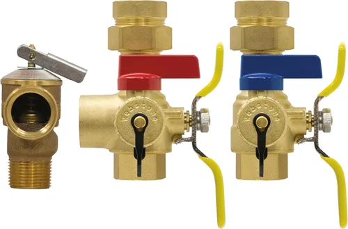 Kit de válvula Webstone 44443WPR IPS EXP E2 de 3/4" para cierre de servicio para calentador de agua sin tanque, fabricado totalmente en bronce
