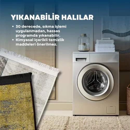 Miniatura 9 de Bielsko - Alfombra de algodón y poliéster, lavable a máquina, antideslizante, sala de estar, dormitorio, guardería, pasillo, alfombra