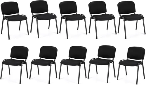 Miniatura 14 de COSTWAY Juego de 8 sillas de sala de espera, sillas de conferencias apilables con asiento y respaldo tapizados, sillas ergonómicas de recepción