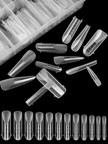 Miniatura 4 de EBANKU - 96 piezas de kit de formas de uñas de doble cara, transparentes y mate, molde de uñas completo, puntas para extensión de uñas acrílicas
