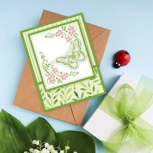 Miniatura 3 de GLOBLELAND Sellos transparentes de encaje de flores, bordes de mariposa, sellos de silicona para hacer tarjetas, álbumes de recortes, decoración