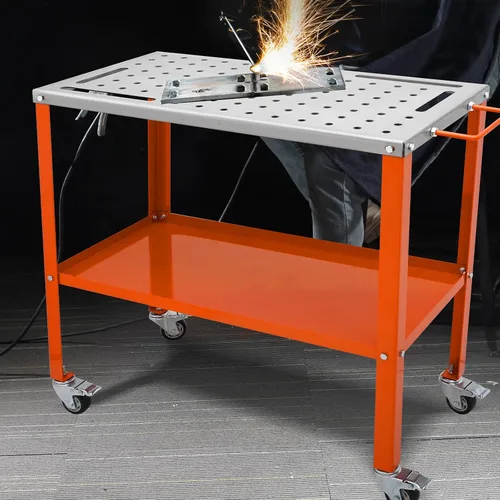 Miniatura 8 de VEVOR Mesa de soldadura de 36 x 18 pulgadas, capacidad de carga de 1200 libras, mesa de trabajo de soldadura de acero con ruedas, banco de trabajo