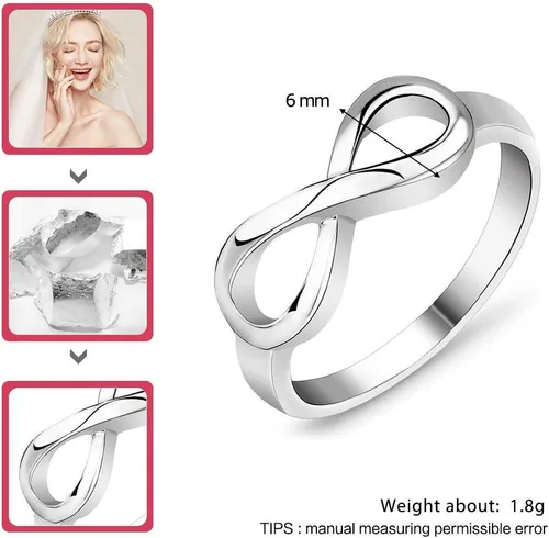 Miniatura 5 de Lam Hub Fong Anillos de infinito para mejores amigos, anillos de plata de ley personalizados con nombre para mujeres, anillos de amistad a juego