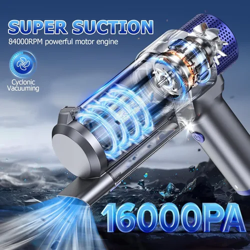 Miniatura 2 de JONYJ Aspiradora de mano inalámbrica para automóvil, 16000PA Aspiradora de mano portátil, 2 en 1 soplador de aire y mini aspiradora recargable
