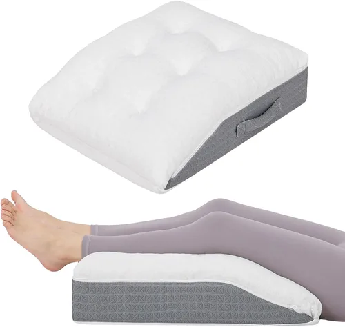 baibu Almohada elevadora de piernas de espuma viscoelástica, almohada de soporte de diseño de doble capa patentada para elevar los pies para una