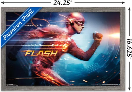 Miniatura 3 de DC Comics Arrowverse The Flash - Póster de pared Speed Force, 22.4 pulgadas de largo x 14.7 W, versión enmarcada de madera de granero