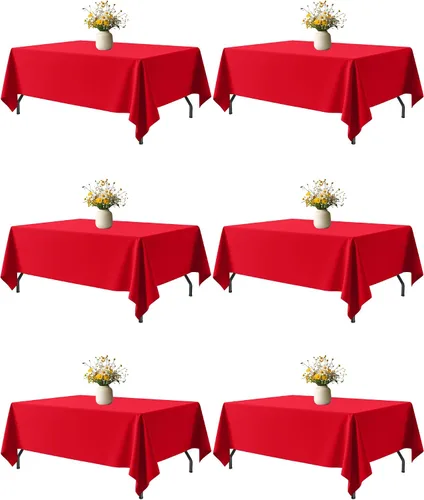 Miniatura 20 de Niuara Mantel de Mesa Rectangular Negro - Paquete de 6, 60" × 84" Mantel de Tela Lavable para Mesas de 5 Pies, Resistente a las Arrugas y a Prueba