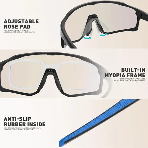 Miniatura 3 de KAPVOE Gafas de ciclismo fotocromáticas para hombres y mujeres, gafas de sol para bicicleta de montaña MTB, deportes, transición, triatlón, carrera