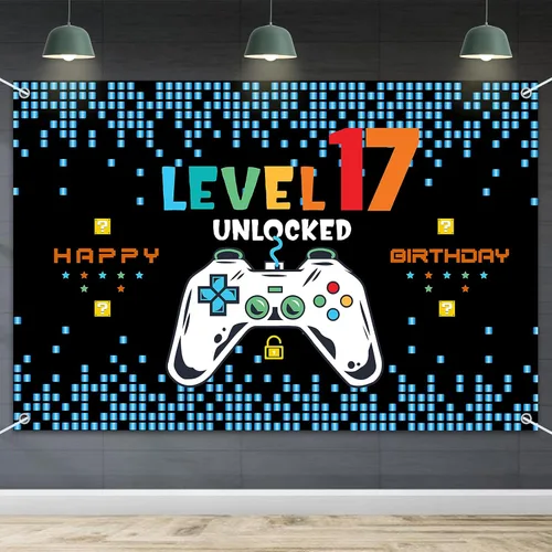 Miniatura 12 de HAMIGAR Telón de fondo Baner de Feliz 5º cumpleaños de 6 x 4 pies - Decoración de cumpleaños desbloqueada nivel 5 suministros de fiesta para niños