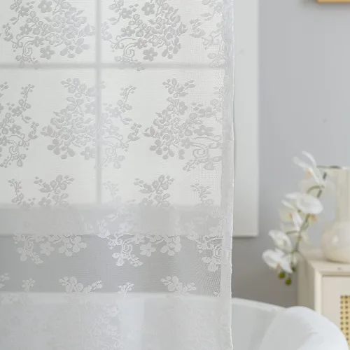 Miniatura 3 de TUDECO Cortina de Ducha Blanca Tamaño Cabina - Cortina de Ducha de Encaje Campestre 36 x 72 Pulgadas con Cenefa Adjunta, Cortina de Ducha Estrecha
