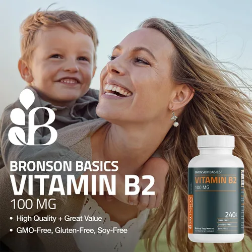 Miniatura 3 de Bronson Vitamina B2 100 mg sin OMG, 120 cápsulas vegetarianas
