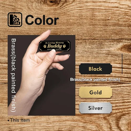 Miniatura 3 de Caramel Sweet Life Placas de nombre personalizadas, placa negra grabada con texto dorado, placas de trofeo grabadas, placa de nombre personalizada