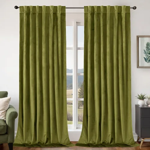 Miniatura 31 de BGment Cortinas de terciopelo rosa polvoriento, 2 paneles de 84 pulgadas, 2 paneles para sala de estar, aislamiento térmico de lujo, reducen