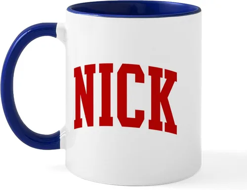 Miniatura 6 de CafePress NICK (rojo) Taza de café de cerámica de 11 oz (11.0 fl oz)