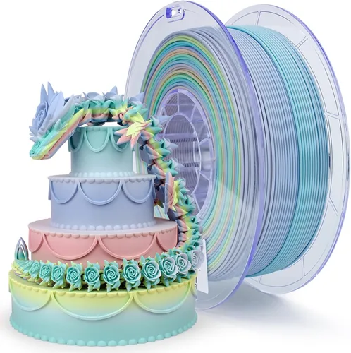 Miniatura 22 de ZIRO - Filamento PLA para impresora 3D de 0.069 pulgadas, filamento sedoso brillante multicolor para impresora 3D, cambio gradual de color PLA