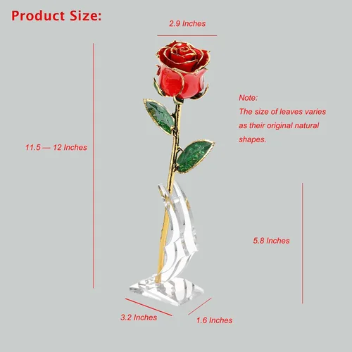 Miniatura 6 de Rosa de regalo para el día de San Valentín, rosa real bañada en oro es atractiva y forma natural, el mejor regalo para aniversario, boda, día de San