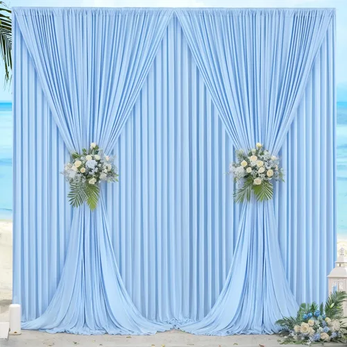 Miniatura 15 de Paneles de cortinas de fondo negras de 10 pies x 10 pies para fiestas, fiestas de cumpleaños, sin arrugas, cortinas de telón de fondo de tela