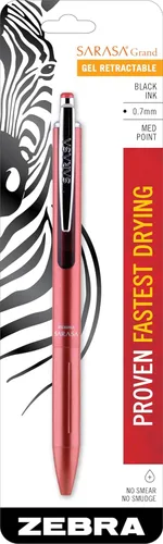 Miniatura 8 de Zebra Pen, SARASA Grand - Bolígrafo de gel retráctil, barril de latón macizo, tinta negra de secado rápido, punta de 0.028 in, ideal para zurdos