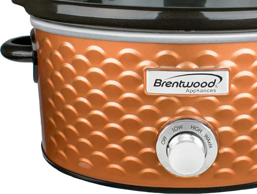 Miniatura 6 de Brentwood SC-140C - Olla de cocción lenta de 4.5 cuartos de galón, cobre, 3 ajustes de calor (bajo, alto, cálido), olla de cerámica, tapa de vidrio