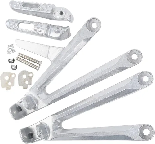 TCT-MOTORPARTS Reposapiés del pasajero trasero Estriberas Soportes aptos para Honda CBR600RR 05-06 Plata