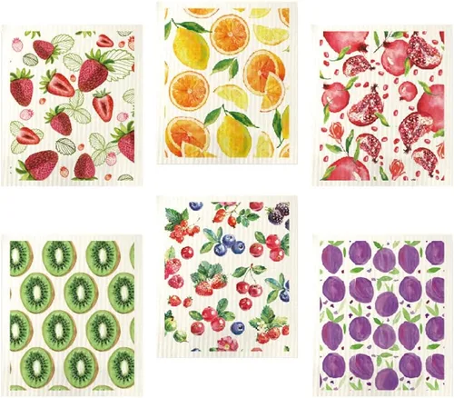 Miniatura 12 de TREEWOO Juego de 6 paños de cocina reutilizables suecos de algodón natural, lavables para el hogar, comedor, esponjas de limpieza súper absorbentes